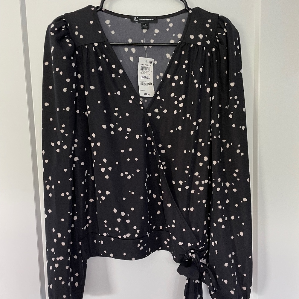 INC size S blouse/black with white dots